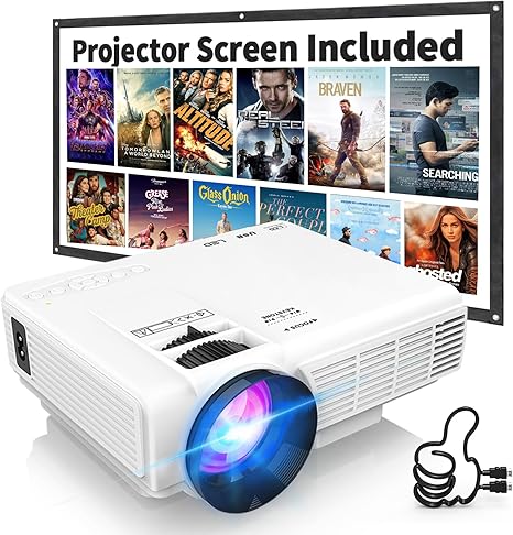 GadgetHomeStead Mini Projector with Two-Way Bluetooth, Full HD 1080P, Portable Video Projector with Screen – Perfect for Home Movies